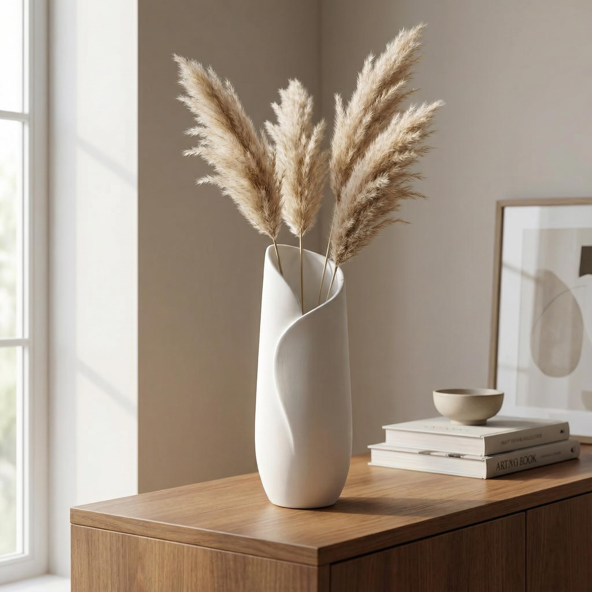 Fold Flow Vase – 3D Printed White Sculptural Vase for Dry Flowers | Minimalist Home Decor | Matte Finish Modern Art | Eco-Friendly Biodegradable Material | by Artha Living-image-12