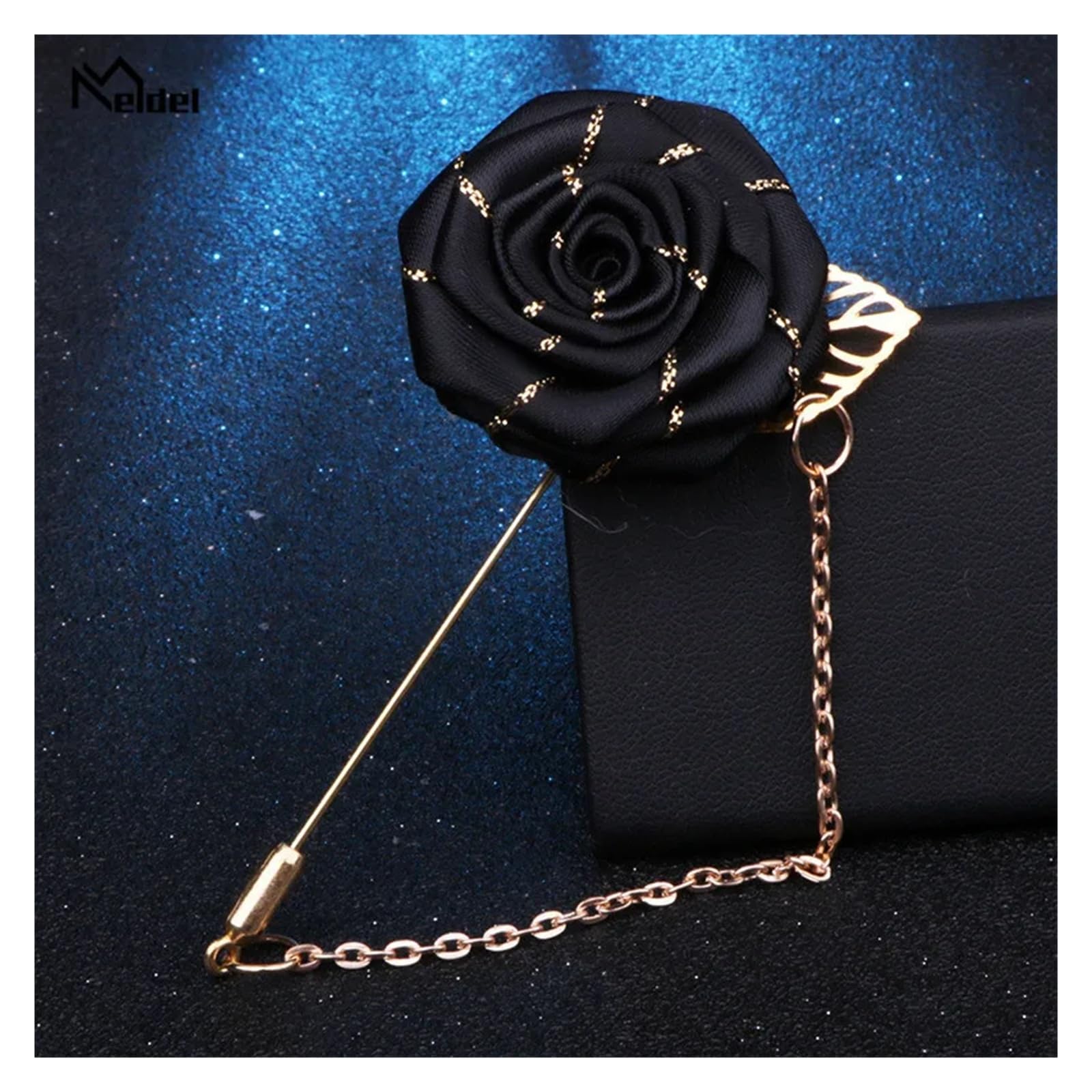 MQFBNNP Wedding boutonniere Groomsmen Lapel Pins Wedding Corsage Boutonniere Pin(Black)