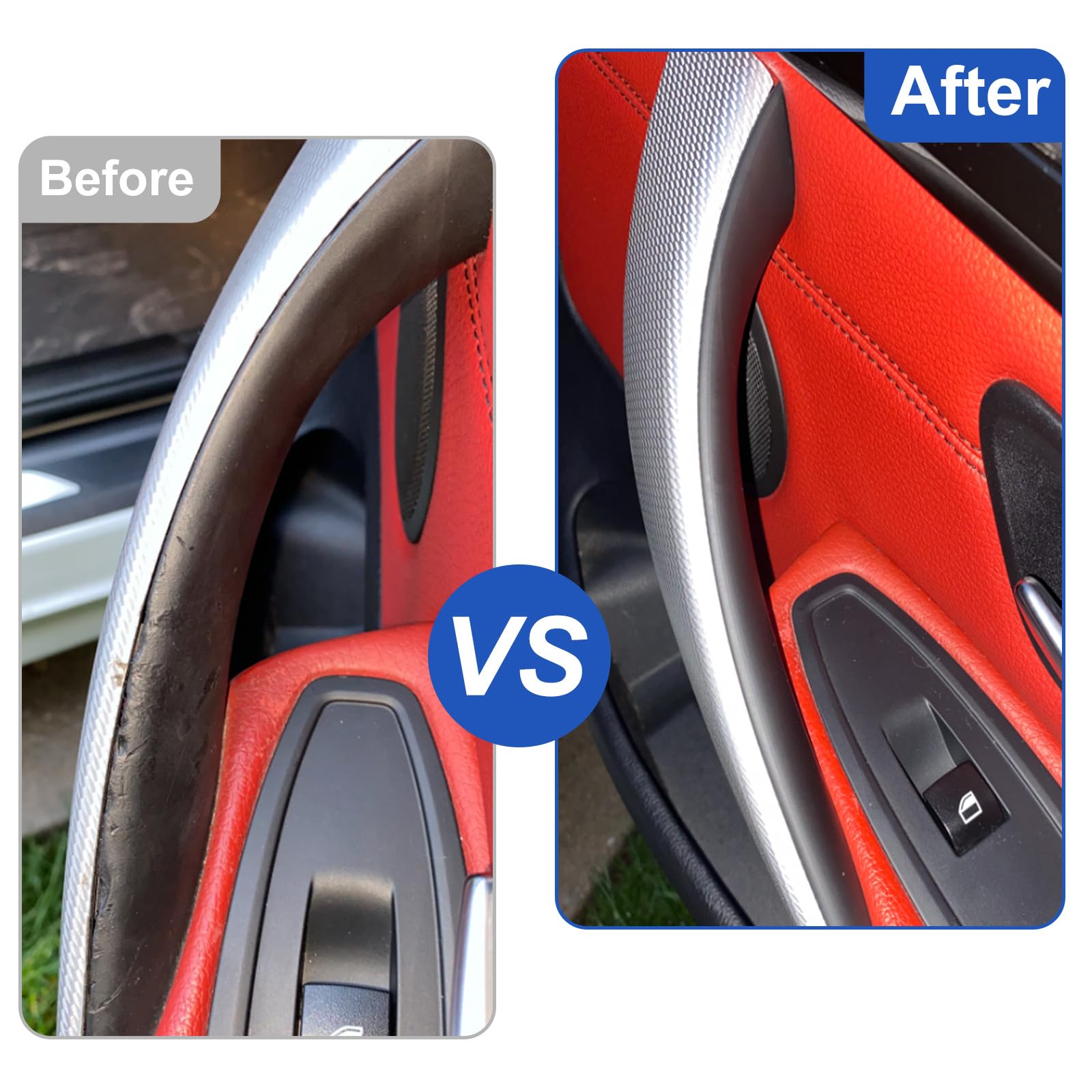 Copertura protettiva per maniglia interna compatibile con BMW Serie 3 (F30/F31/F34/F80) 2012-2018, serie 4 (F32/F33/F36/F82/F83) 2014-2017 lato conducente e lato passeggero anteriore (nero)