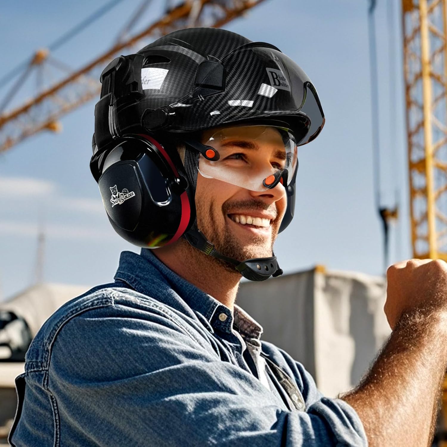 SAFEBUILDER 30dB Ear Muffs Hard Hats Type Safety Earmuffs For Safety Helmet Hearing Protection Earmuffs ANSI S3.19