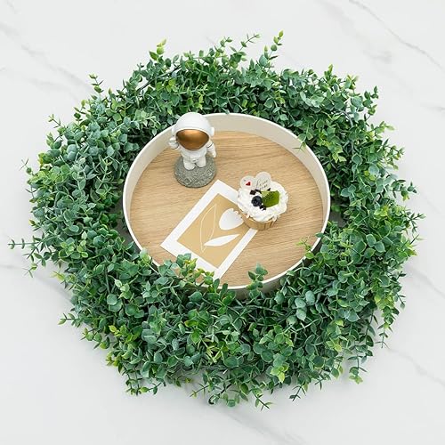 Miniatura 4 de JUSTOYOU Paquete de 5 guirnaldas de eucalipto vegetal hojas de eucalipto artificiales de 56 pies para boda mesa telón de fondo decoración de pared