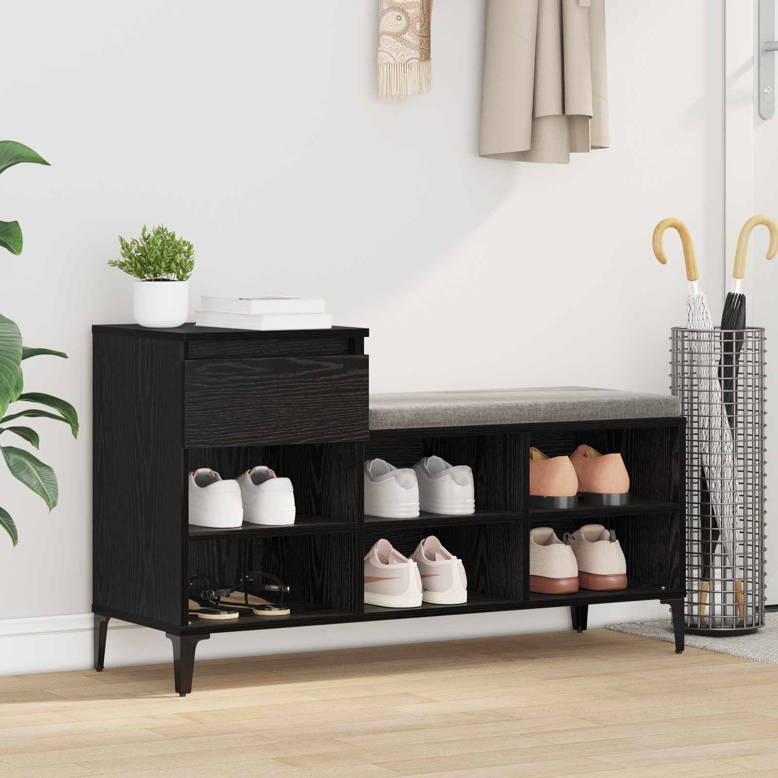 Meuble rangement 102 x 36 x 60 cm pour chaussures et vestiaire intérieur