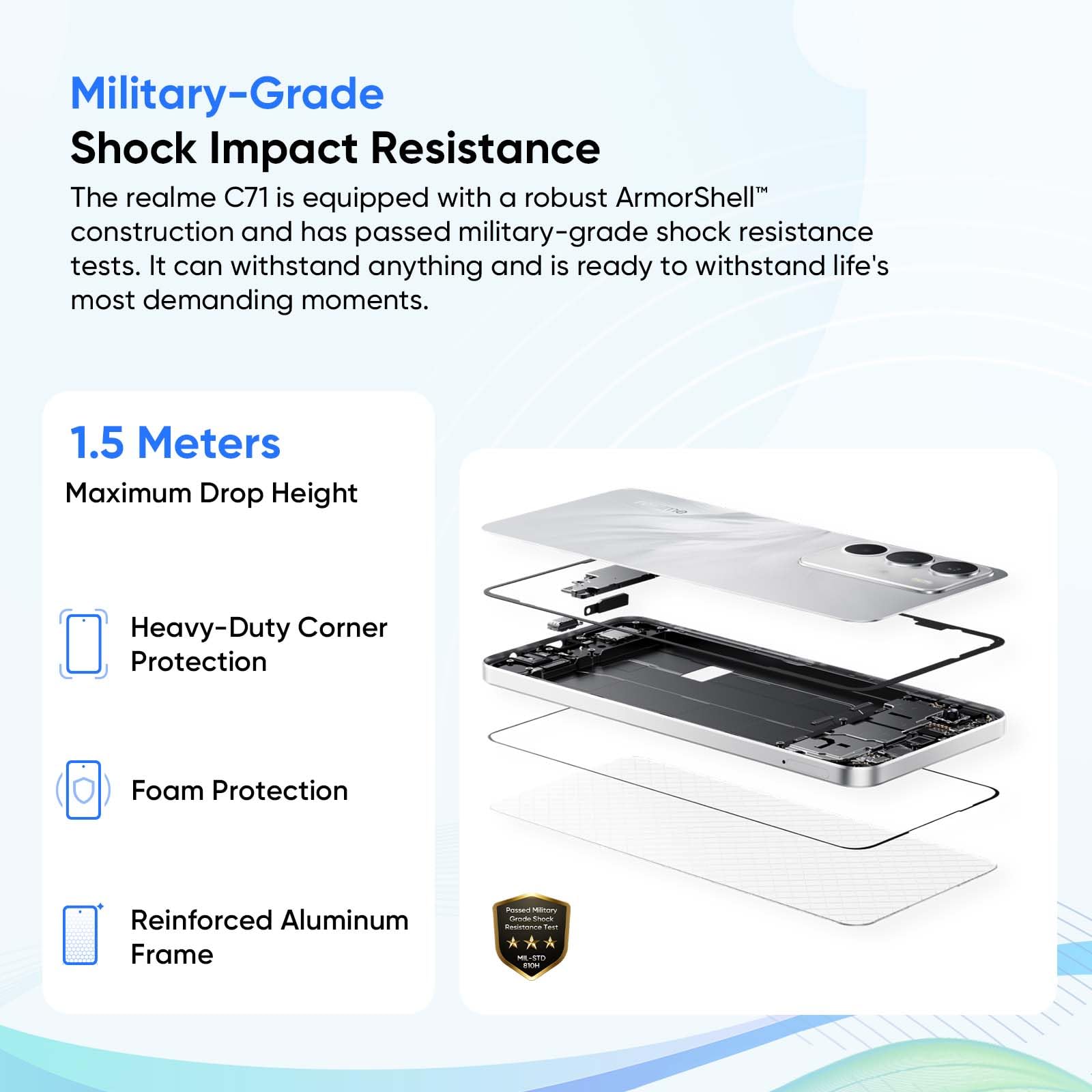realme C71 Smartphone 8GB RAM + 256GB ROM, Telefono Cellulare Sbloccato con Batteria 6000mAh e Ricarica Rapida 45W, 120Hz Display Cellulari Android Dual SIM con Impronta Digitale Laterale, NFC, Bianco