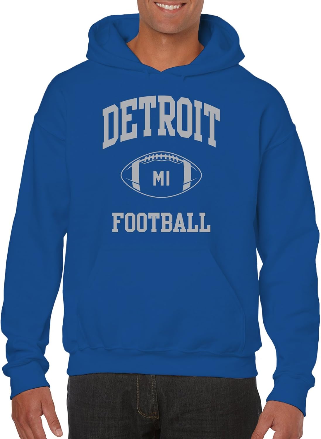 Detroit Classic Football Arch American Football Team Sports Hoodie - Medium - Royal