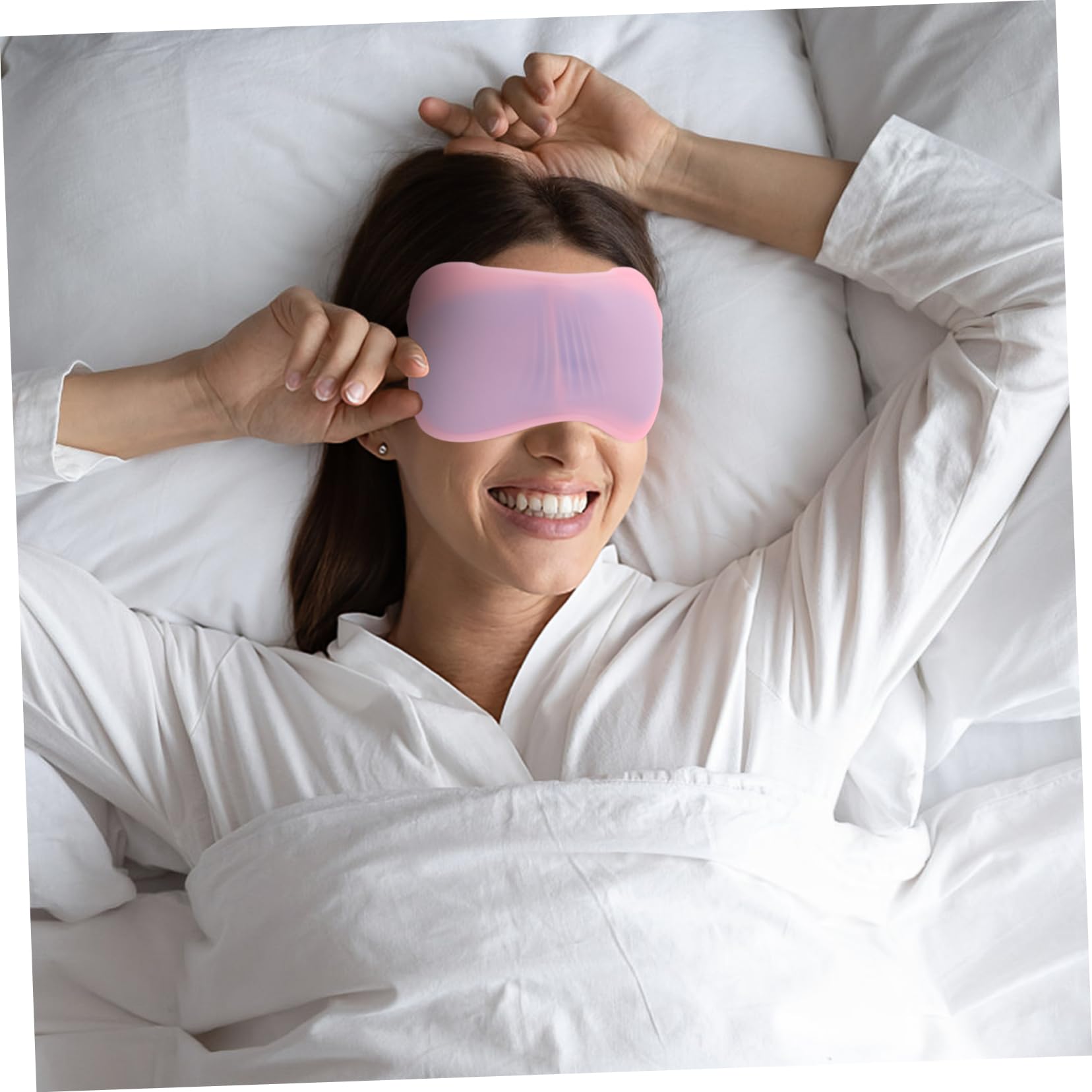 Antifaz para Dormir Rosa de Silicona y Gel, Alivio Frío y Calor