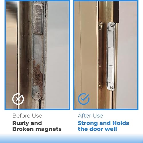 Miniatura 6 de Imán de acero inoxidable para puerta de ducha con canales en U con tornillos, manijas de puerta batiente y jamba de ataque
