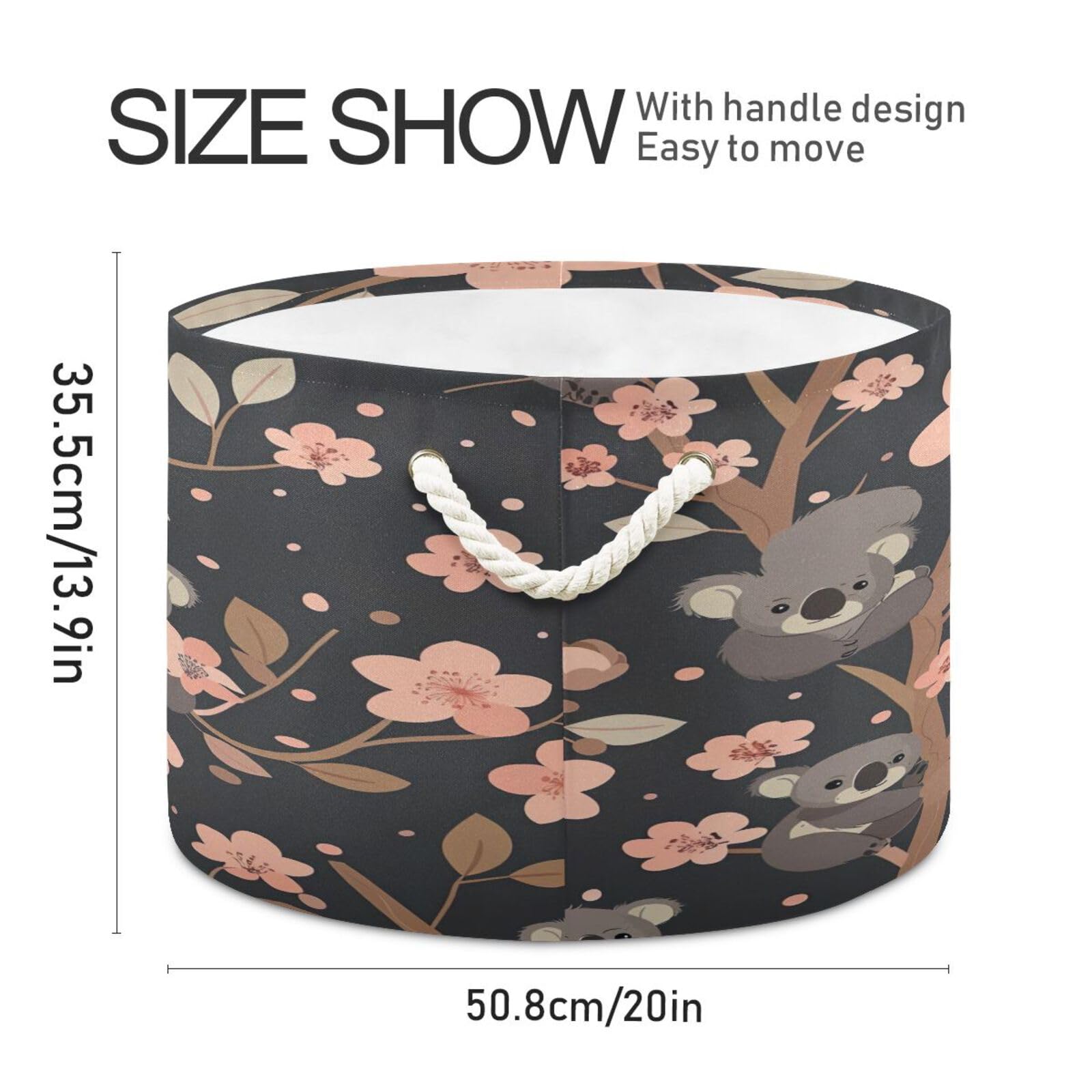 Jihqo Cute Tree Koala Storage Basket Cotton Rope Baskets for Closet Fabric Laundry Baskets with Handle for Toy Home Office Room Organizer