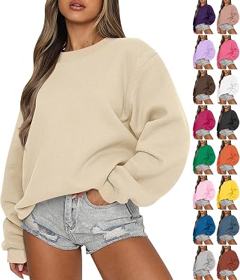 slqdgmryz Crewneck Sweatshirts Women Fall Oversized Sweatshirt Preppy Loose Fit Cute Hoodies Y2K Comfy Fleece Pullover