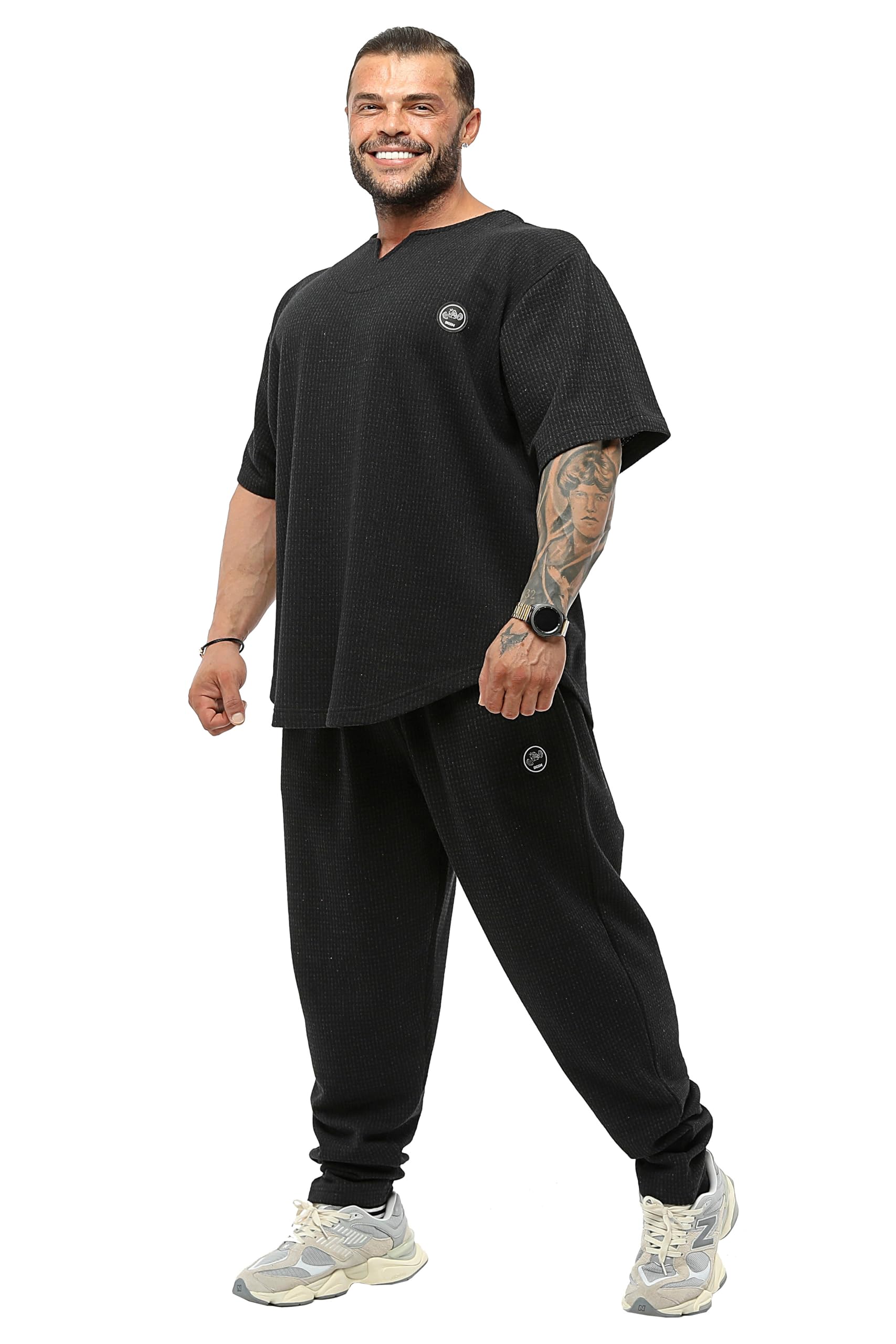 Maglietta da Uomo Oversize, Bodybuilding, Sollevamento Cardio, Tessuto Spesso, Tessuto Testurizzato