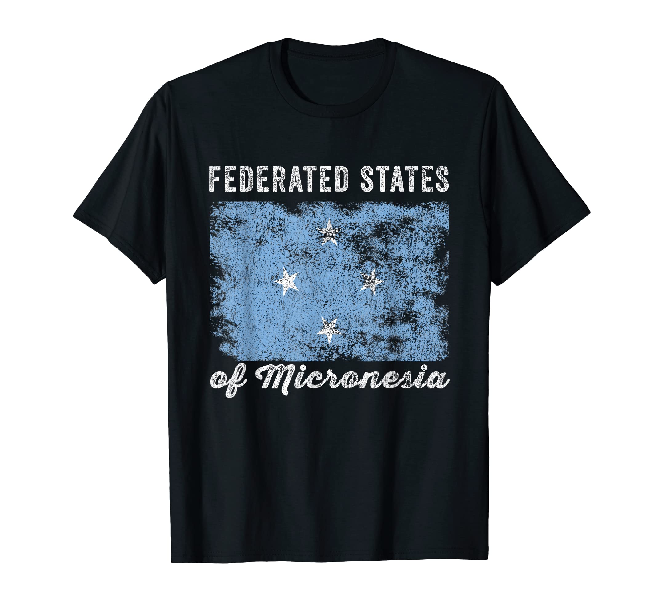 Amazon | ミクロネシア連邦国旗 アンティーク調 Tシャツ | Tシャツ 