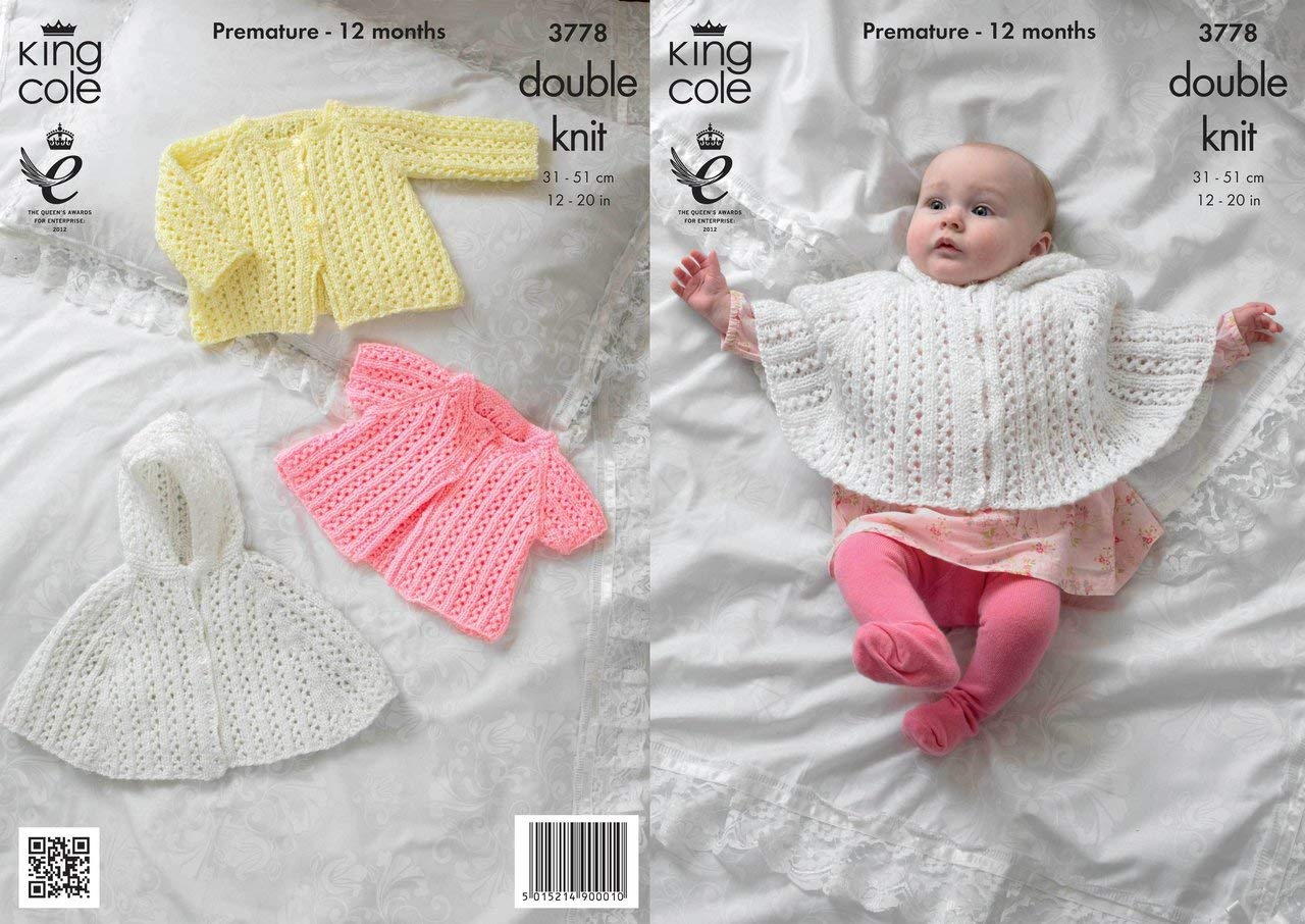 King Cole Baby Cape & Jackets Baby Glitz DK Knitting Pattern 3778