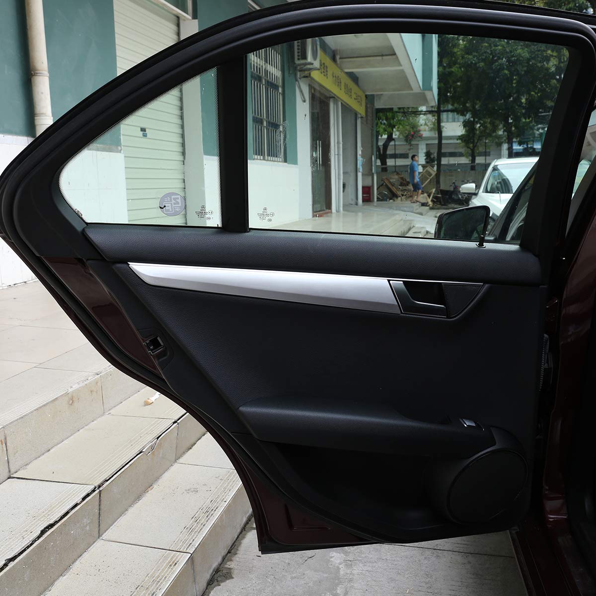 Chromowane włókno węglowe styl dla Benz klasy C W204 2008-2014 Osłona panelu Dekoracja wnętrz Naklejki Naklejki Akcesoria samochodowe (srebrne)