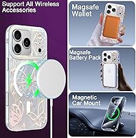 Vista 607 de I-MGAE-IN-AR - Funda diseñada para iPhone 12 y 12 Pro, diseño de mariposa plateada brillante, funda protectora de poliuretano termoplástico, suave