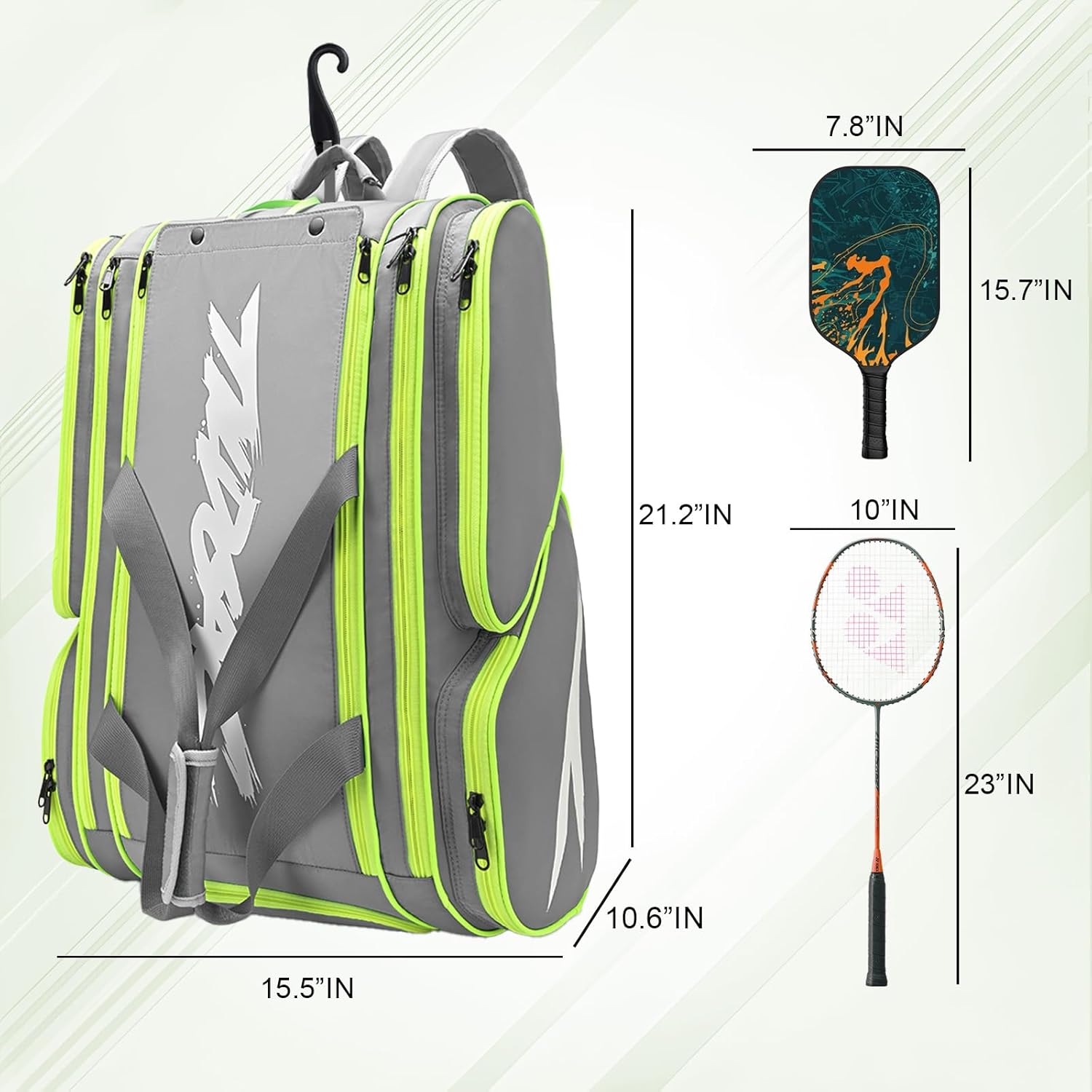 Pickleball Bag - Large Paddle Bag for 4 Paddles & Accessories - Fence Hook, Extra Pockets, Shoe Compartment - Image 6