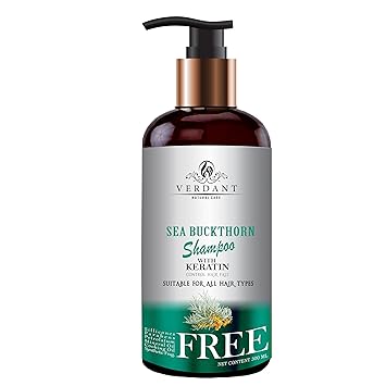 Verdant Natural Care Sea Buckthorn Shampoo with Keratin | Shampoo for Hair fall Control | Hair Shampoo for Women & Men | Hair Shampoo for Hair Fall and Regrowth | Hair Shampoo for Dry and Frizzy Hair - No Paraben, Silicones, Mineral Oil - Control Hair Fall Shampoo - 300 ml