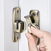 Vista 10 de Paquete de 4 Pestillos para Puerta de Granero, Cerradura de Puerta de 90/180 Grados en Negro, Pestillo de Puerta de Ángulo Recto de Aleación