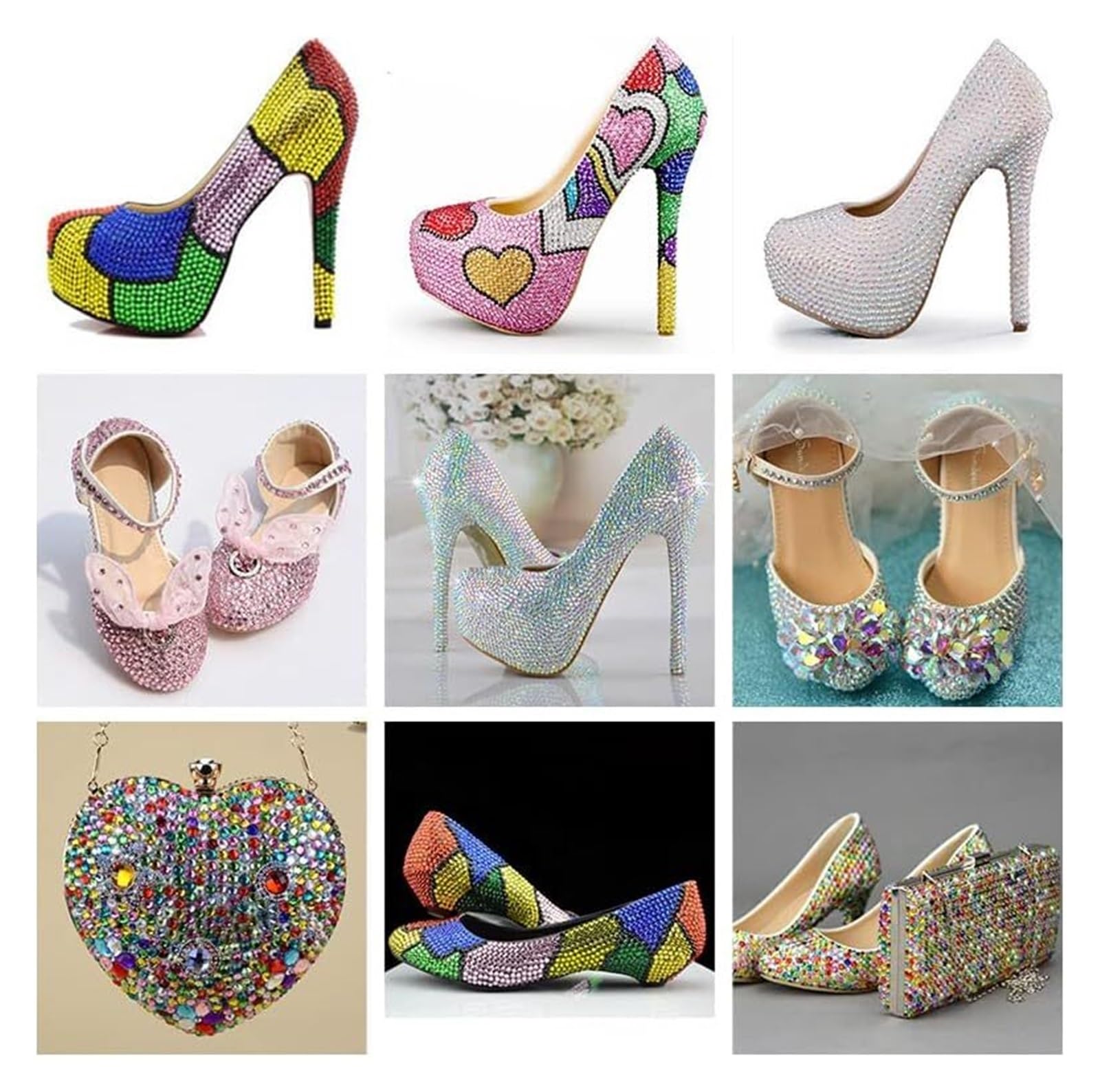 di un diamante di cristallo, Gemme for unghie con strass Crystal AB Flatback Multicolor SS4-SS30(Champagne AB,SS8-1440pcs)