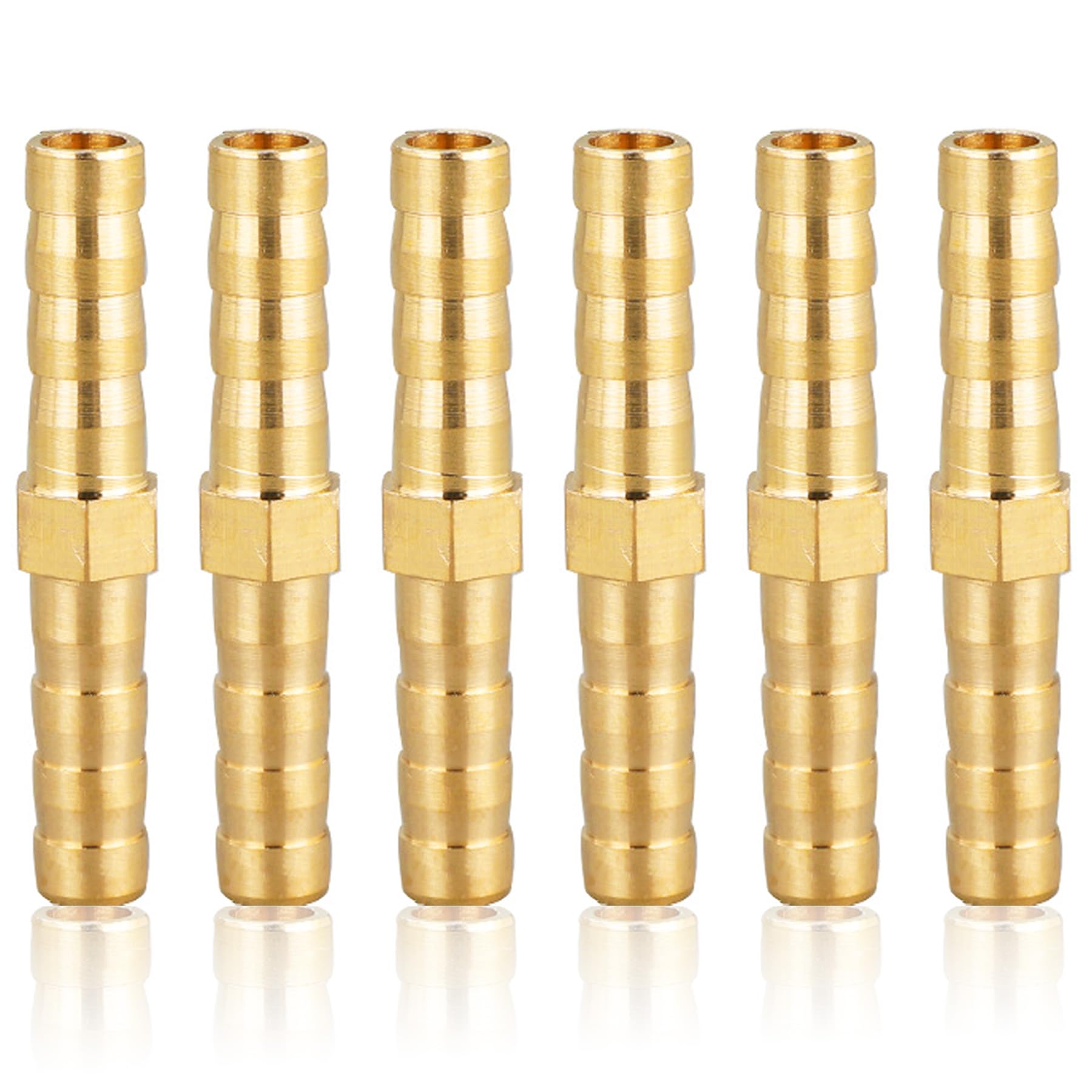 ABSOPRO 6 Set Di Raccordi A T In Ottone Per Tubo Flessibile Da 6mm Con Morsetti - Connettori Per Aria, Acqua, Carburante - 3