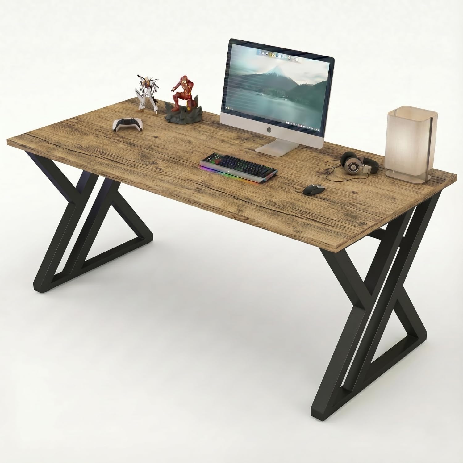 TEKAVO Jimmy Study Table for Home & Office | Computer Table for Home pc | Wooden Gaming Workstation Desk with Heavy Duty Metal | 120 cm Table | Forest Wood, Metal | DIY