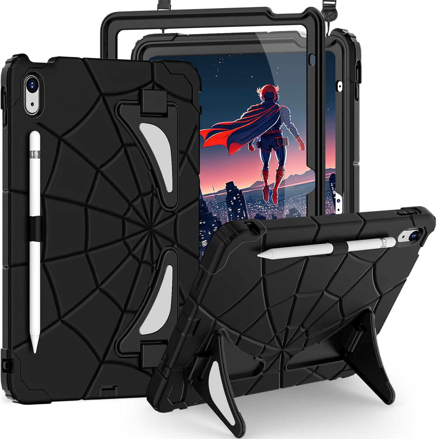 Case for iPad 10th Generation Case 10.9 Inch,Kids Friendly iPad Case 10th Generation with Screen Protector Shoulder Strap Pencil Holder,Heavy Duty Shockproof Cover for iPad 10.9 Case