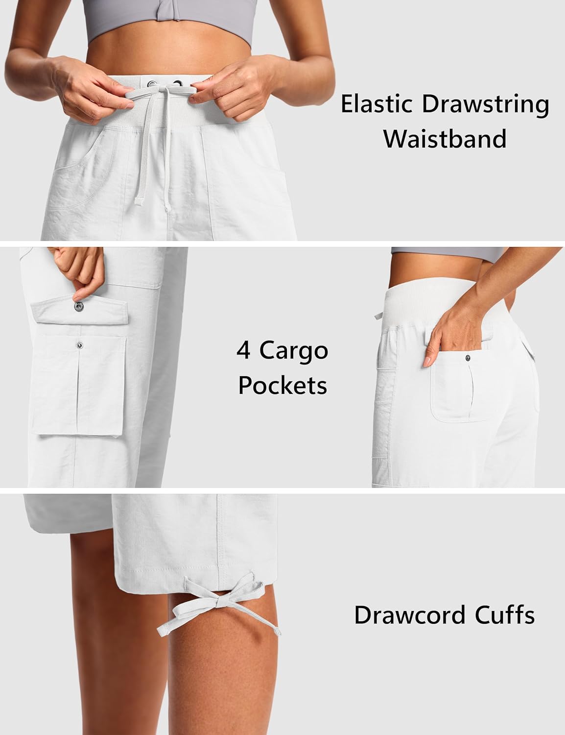 15"/ 18" Capri Pants for Women Cargo Hiking Pants Lightweight Women's Capris with 6 Pockets Summer Casual Travel - Image 3
