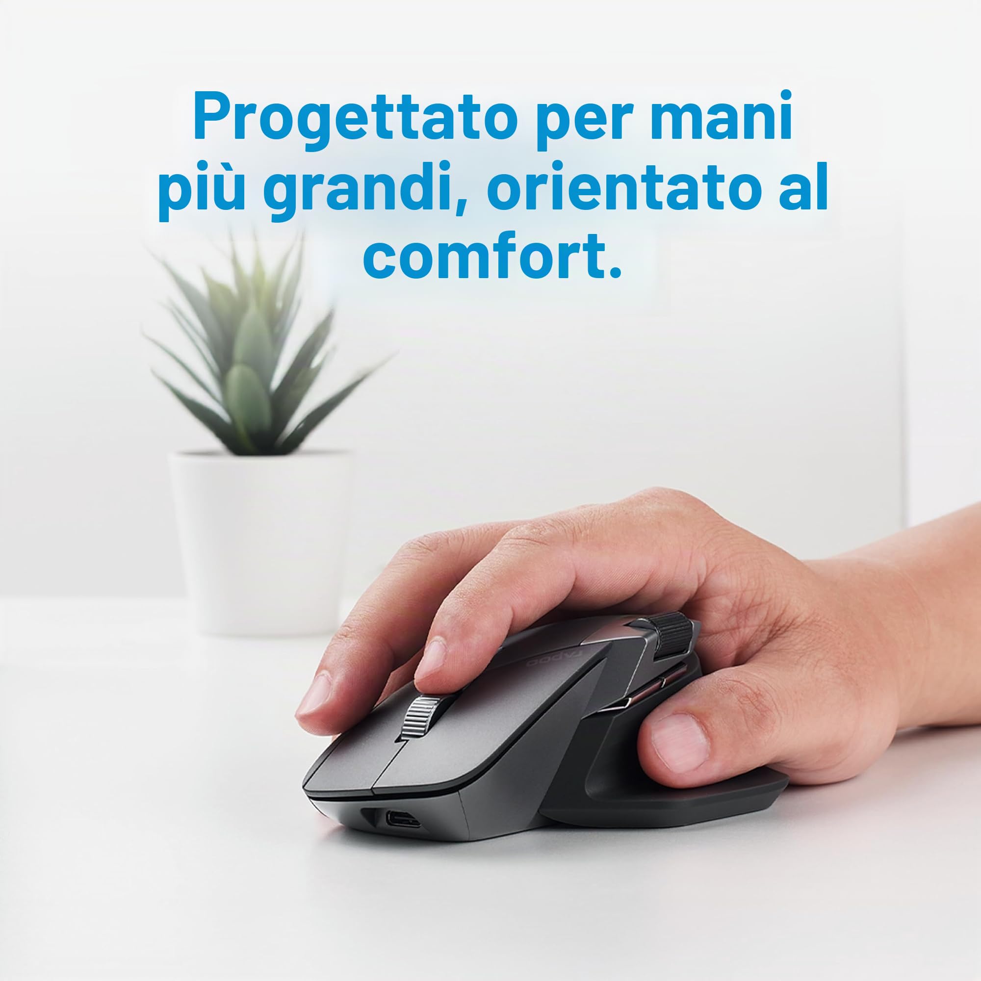 Rapoo MT760L mouse wireless wireless 4000 DPI sensore batteria ricaricabile ecologica ergonomica PC & Mac - grigio nero