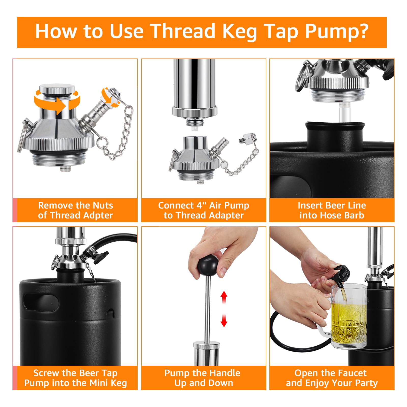 10,2 cm Gewindefass Pumpe, Wasserhahn, Mini-Fassspender, Mini-Bierfass-Growler Wasserhahn-Set