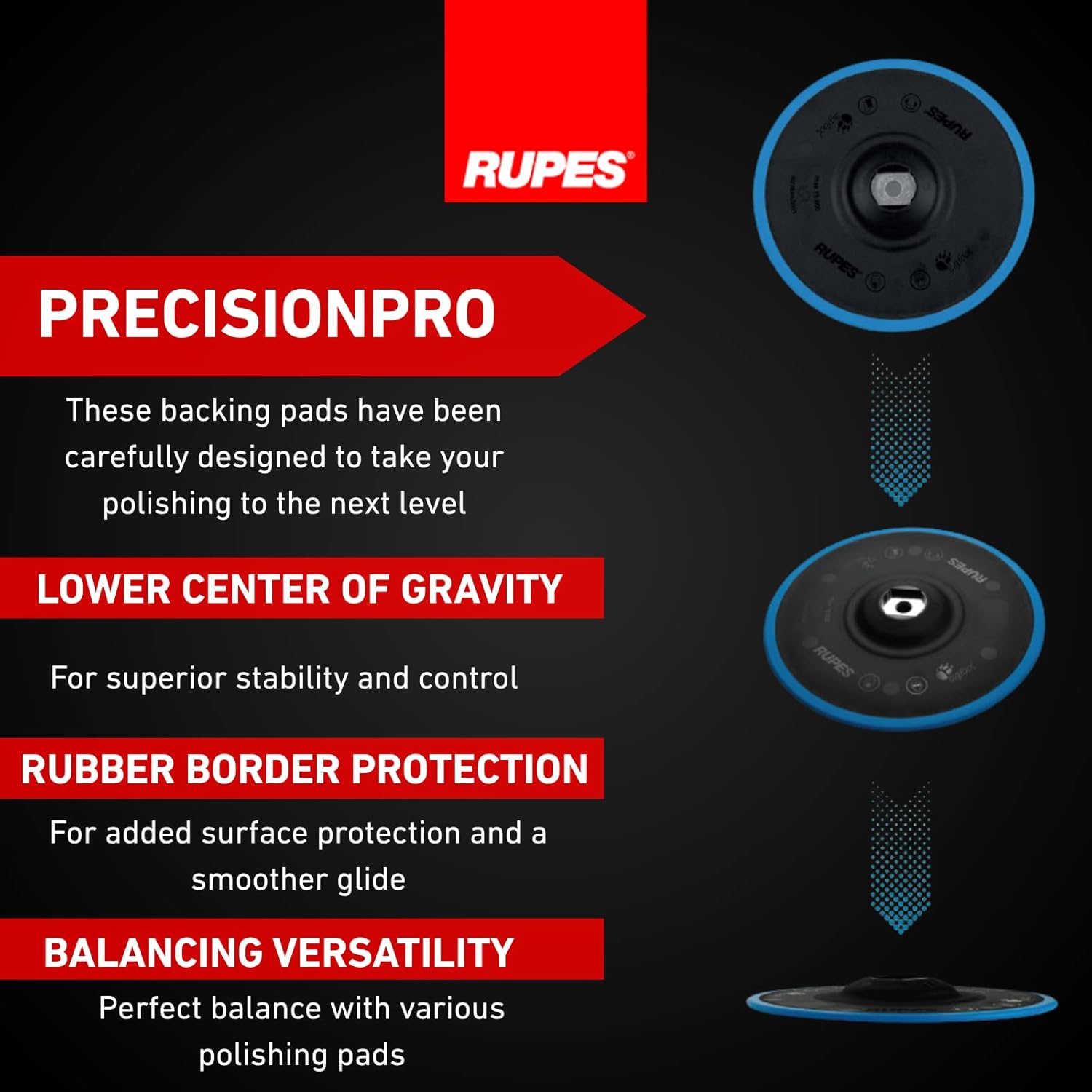 RUPES Bigfoot LHR15V/BAS Mark V Random Orbital Polisher Kit for Car Detailing & Removing Scratches | Pad Slipping Prevention | Anti-Spinning Ring | Improved Balance and Control