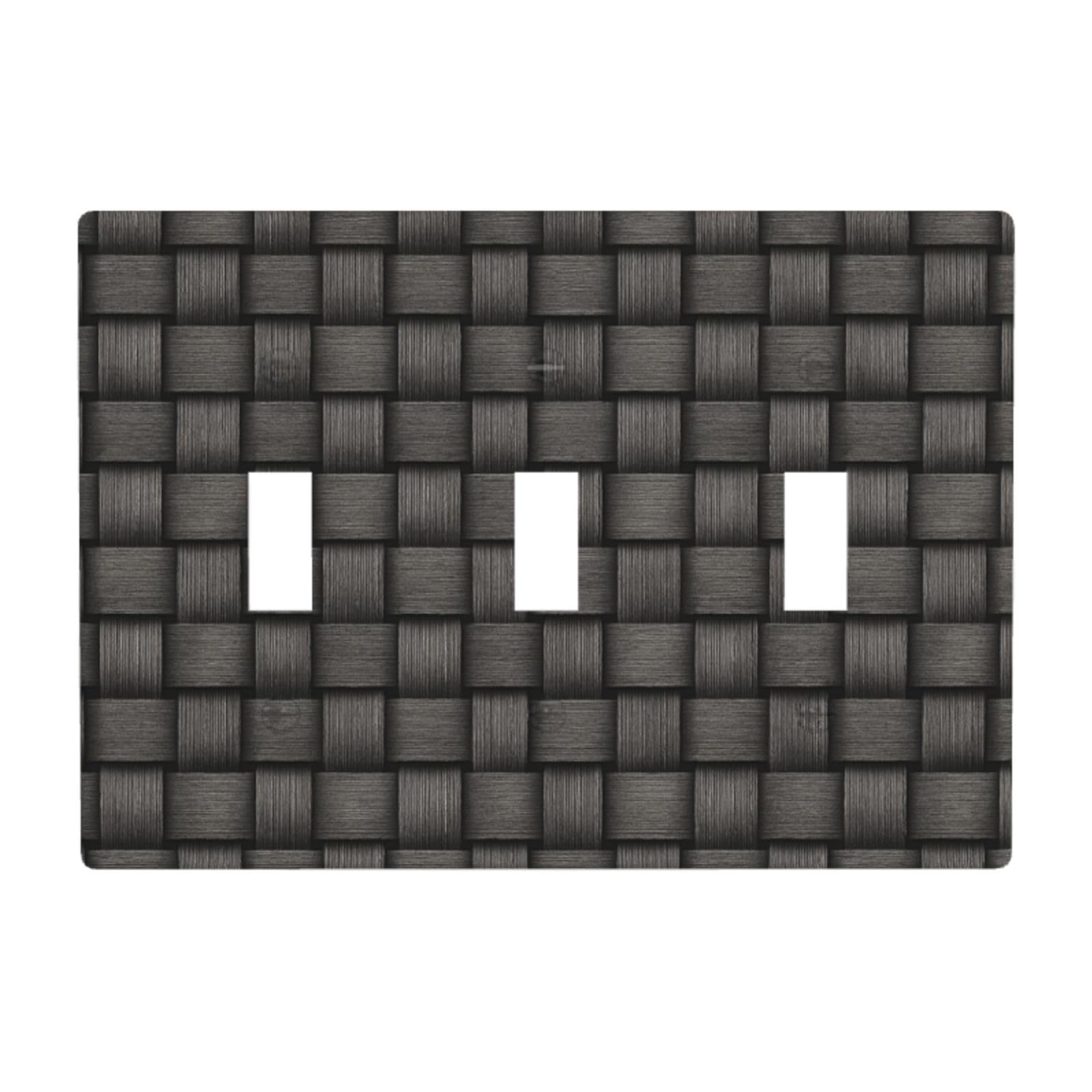 Basket-Weave Pattern Rustic Cottage Light Switch Covers 3 Gang Triple Toggle Wall Plate Switchplate Electrical Faceplate for Bathroom Kitchen Bedroom Decor