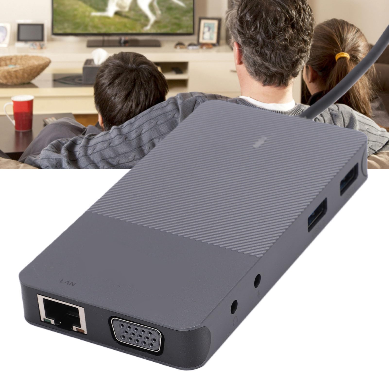 Tangxi Docking Station USB C, Hub USB 3.0 9 in 1 con Uscita VGA 2K, Porte da 3,5 Mm, Gigabit Ethernet, Lettore di Schede SD, per Laptop Pro XPS OS