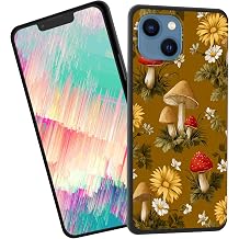 for iPhone 13 Case,Slim Shockproof TPU Soft Rubber Silicone Cover Phone Case for iPhone 13,Mushrooms and Wildflowers
