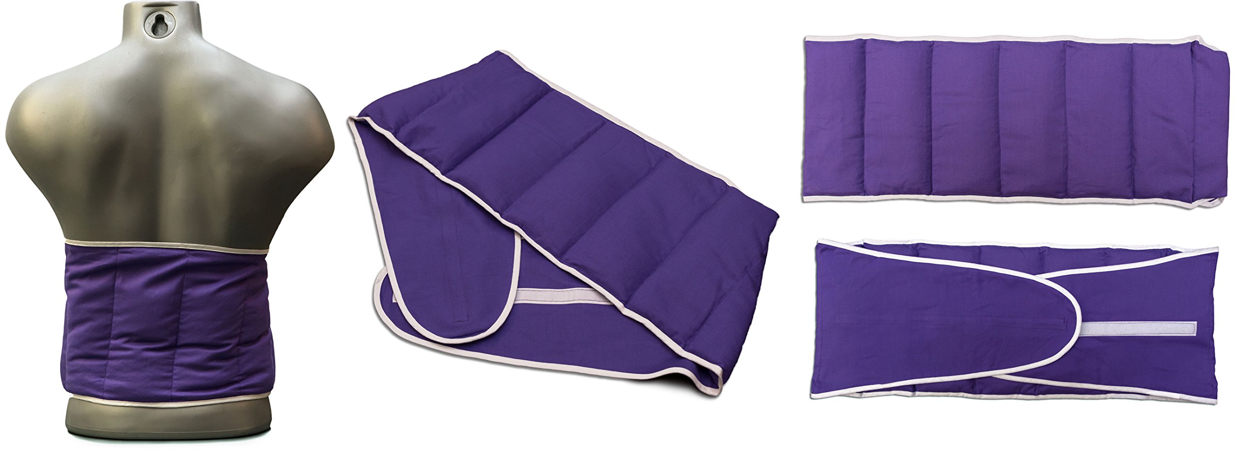 Cuscino lombare XXL con chiusura a strappo - Cintura termica con 7 compartimenti, semi di grano - Viola - ca. 135cm -Grande cuscino riscaldabile per la schiena
