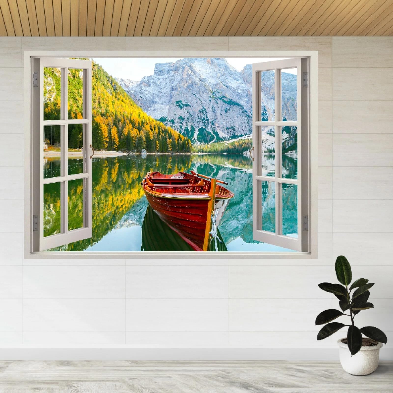 Adesivi Murali 3D Fracassato Paesaggio Montano Di Chuanhu Decorazione domestica smontabile del tatuaggio della parete Decalcomanie impermeabili for Nursery Room Wall Decor 60x105cm