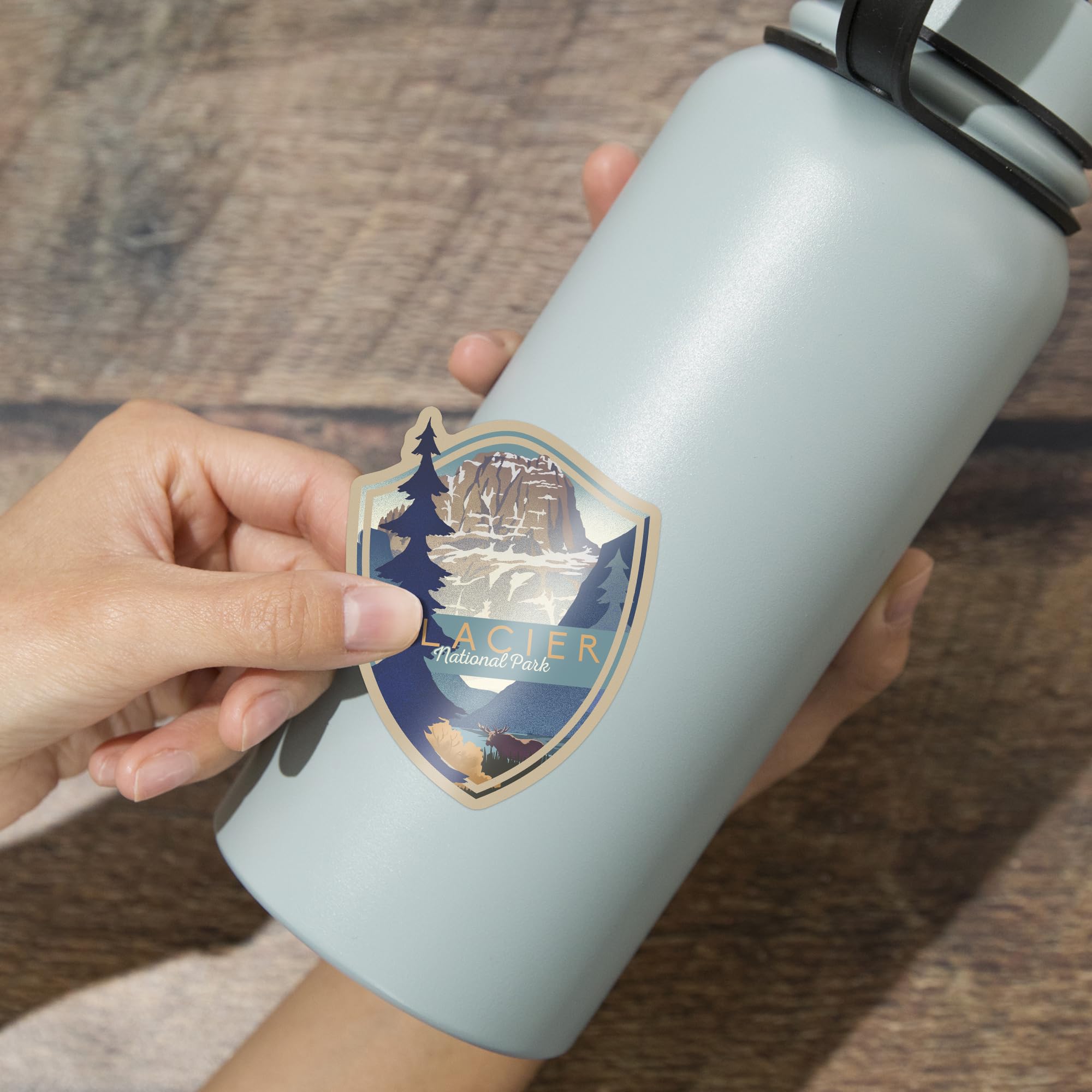 Glacier National Park Bear & Cub Vinyl Sticker - Waterproof Die-Cut Decal For Cars & Laptops