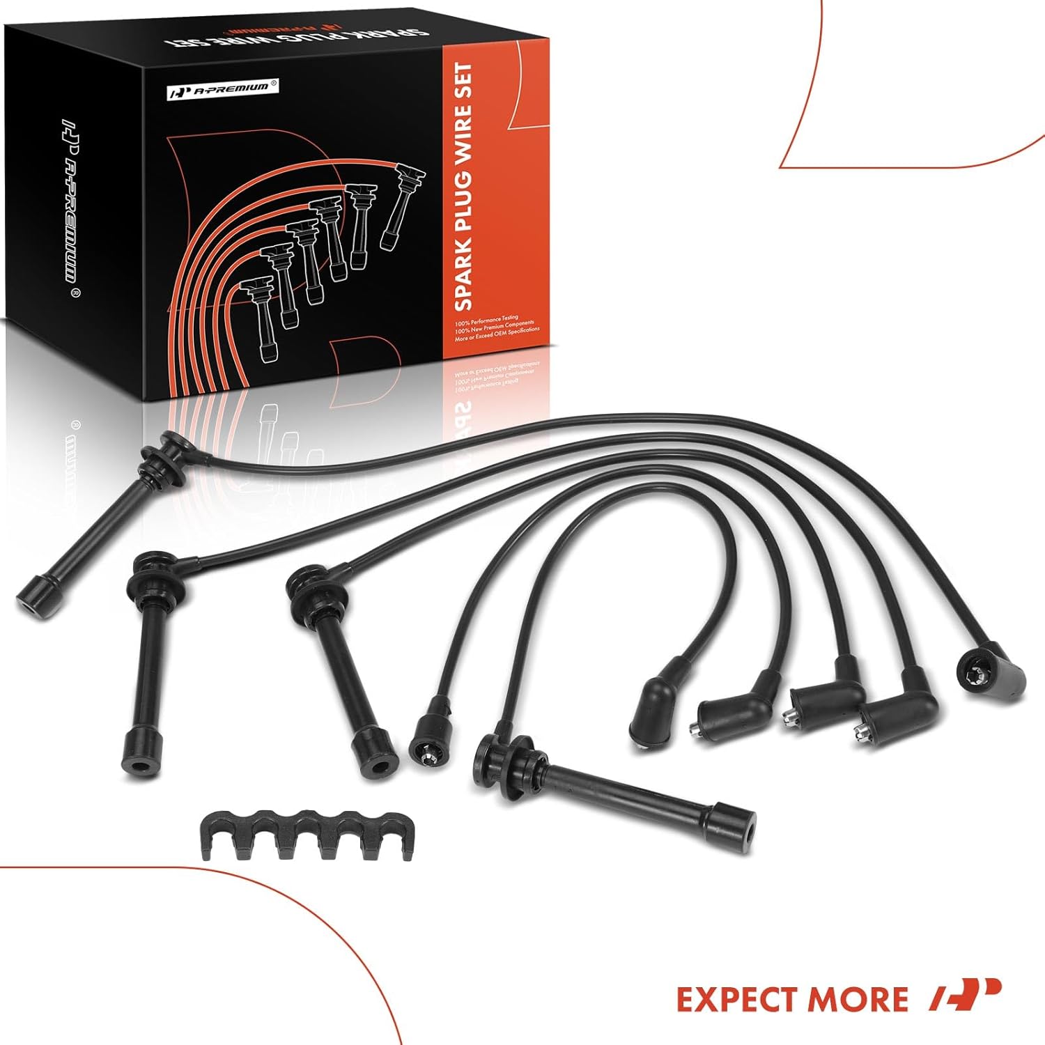 A-Premium Ignition Spark Plug Wires Set of 5 Compatible with Nissan 240SX 1991 1992 1993 1994, L4 2.4L