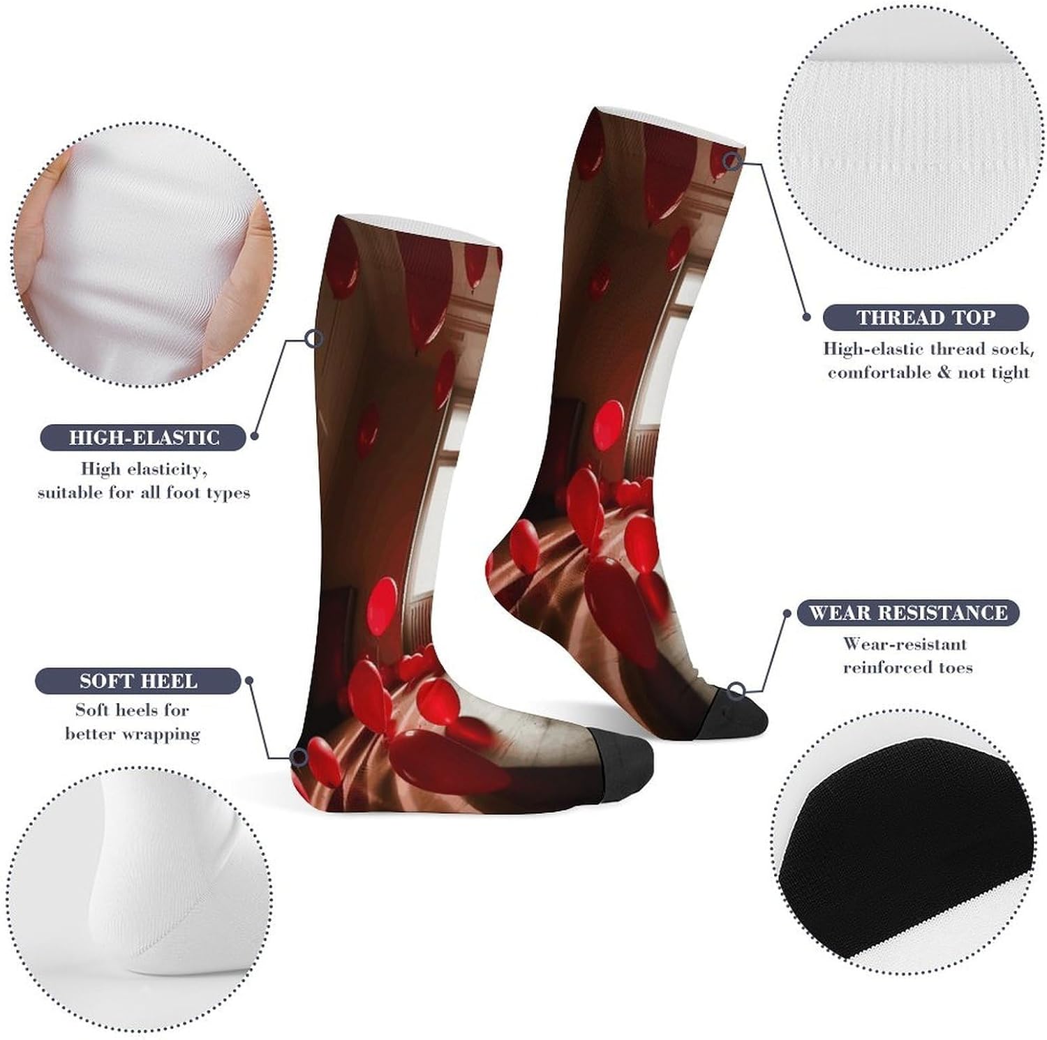 Balloons in The Room Crew Socks Calf Socks Athletic Crew Sock