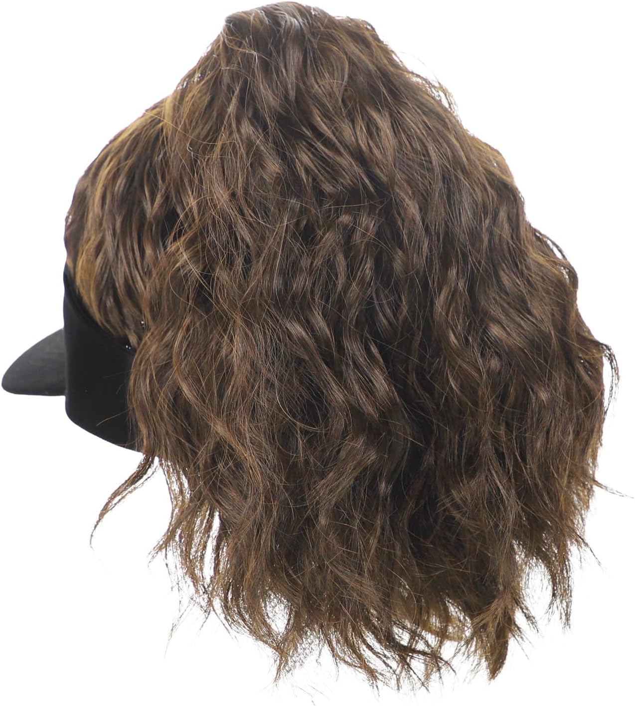 Women 12" Curly Ponytail Visor Wig Hat with Synthetic Hair Extensions Adjustable Black Sun Visor Baseball Beach Cap