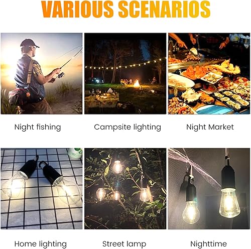 Miniatura 2 de Luz solar recargable para acampar, luces LED solares para tienda de campaña con gancho de clip, bombilla colgante portátil para senderismo, pesca al