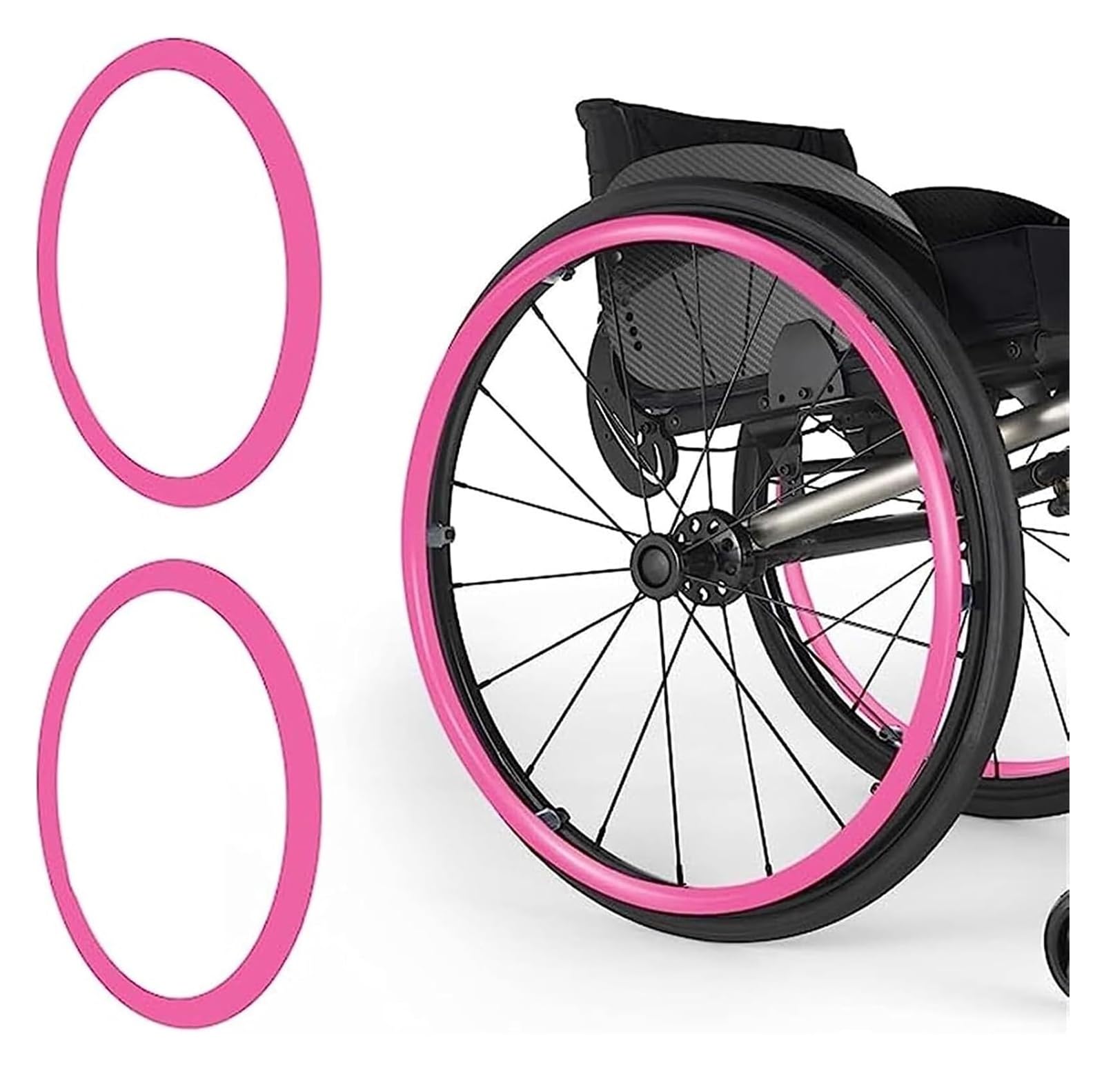 Fundas de silicona antideslizantes para llantas de silla de ruedas, 24 pulgadas, 1 par de empuñaduras de mano rosas para accesorios de silla de ruedas traseras