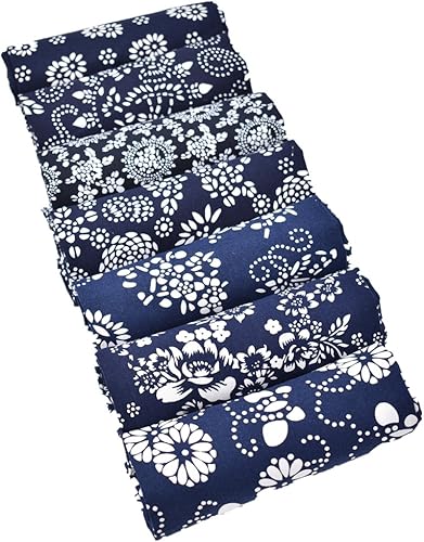 Miniatura 4 de 7 x diferentes patrones azules chinos Han Folk tradicional impreso artesanía tela pura paquete de 18.1 x 22.0 in (aprox. 18 x 22 pulgadas)