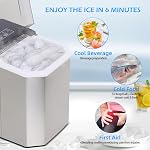 Angel Canada Machine à glace de comptoir, machine en acier inoxydable portable avec porte-scoop, auto-nettoyage, 26Lbs dans 24Hrs, 9 Cubes en 6 Mins, 2 Tailles des cubes de glace Bullet pour le bureau intérieur Camping nautique RV