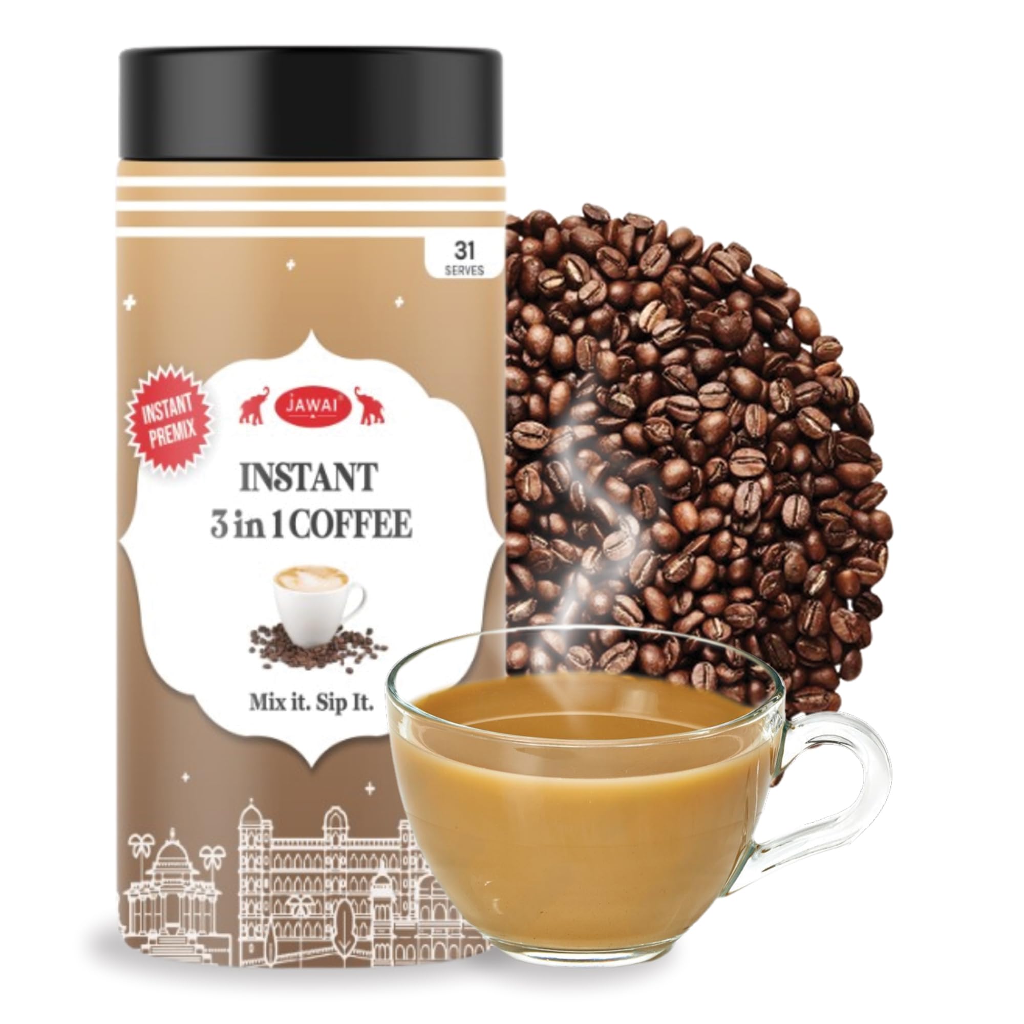 INSTANT COFFEE PREMIX | 3 IN 1 MIX | Coffee Powder Premix | Just add Hot Water | Rich & Creamy | Quick & Easy | Travel-Friendly | Cafe-Style Coffee | Ready in 10 Sec | 31 Serves (500 GRAMS)
