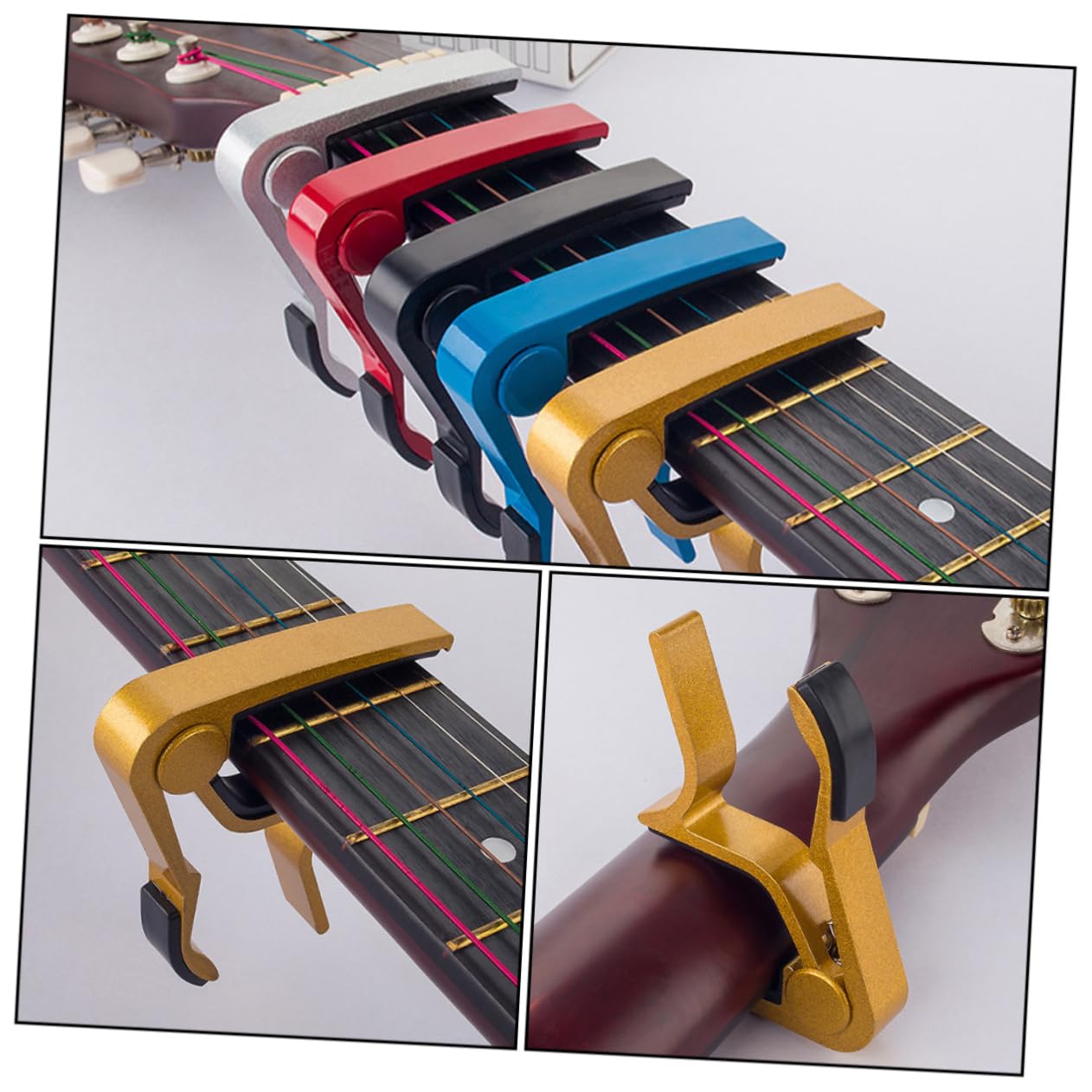 CATIEBYE 5pcs Guitar Capo Aluminum Alloy Clip Tuner for Acoustic/folk/electric Guitars Random Color