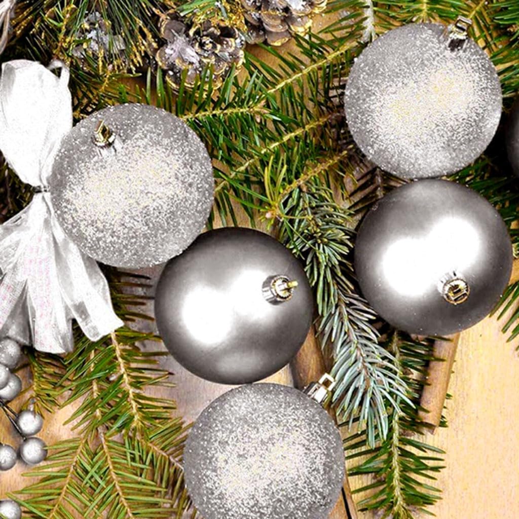 Lot de 100 Boules de Noël en Plastique incassable avec Emballage Cadeau réutilisable, 4 Styles de Boules de Noël pour Arbre de Noël