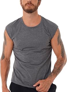 Mufeng Men's Cotton Muscle Shirts Sleeveless Dry Fit Gym Workout Tank Top Active T-Shirt Tees