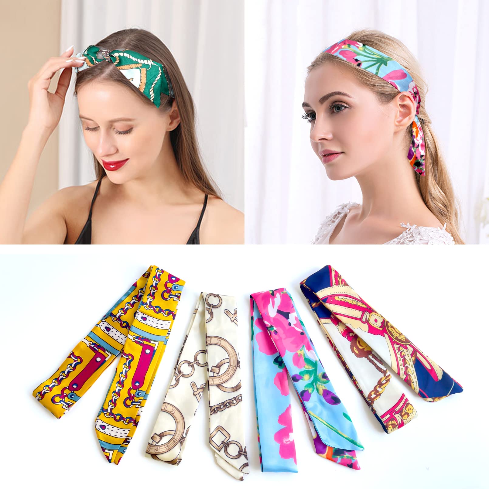 Hairband Handbag Ribbon Scarf, Hair Head Band for Purse Decor, Neck Scarf Skinny for Women Bracelet, Tye 2, 1 Count (Pack of 12)