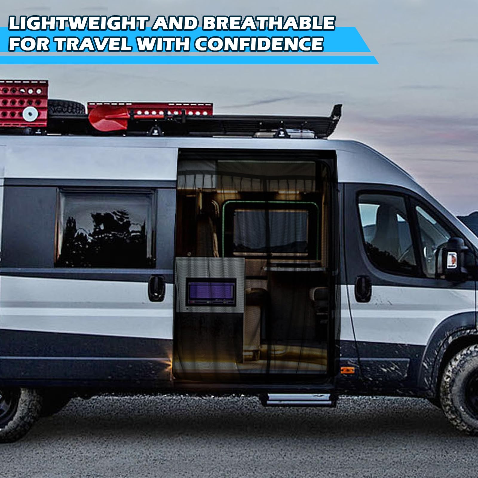Zanzariera Auto Sostituzione per Fiat Ducato/Peugeot Boxer/Citroen Relay 2006-2024, Zanzariera Porta Laterale dell'auto, Rete per Insetti Magnetica a Strato Singolo per Campeggio