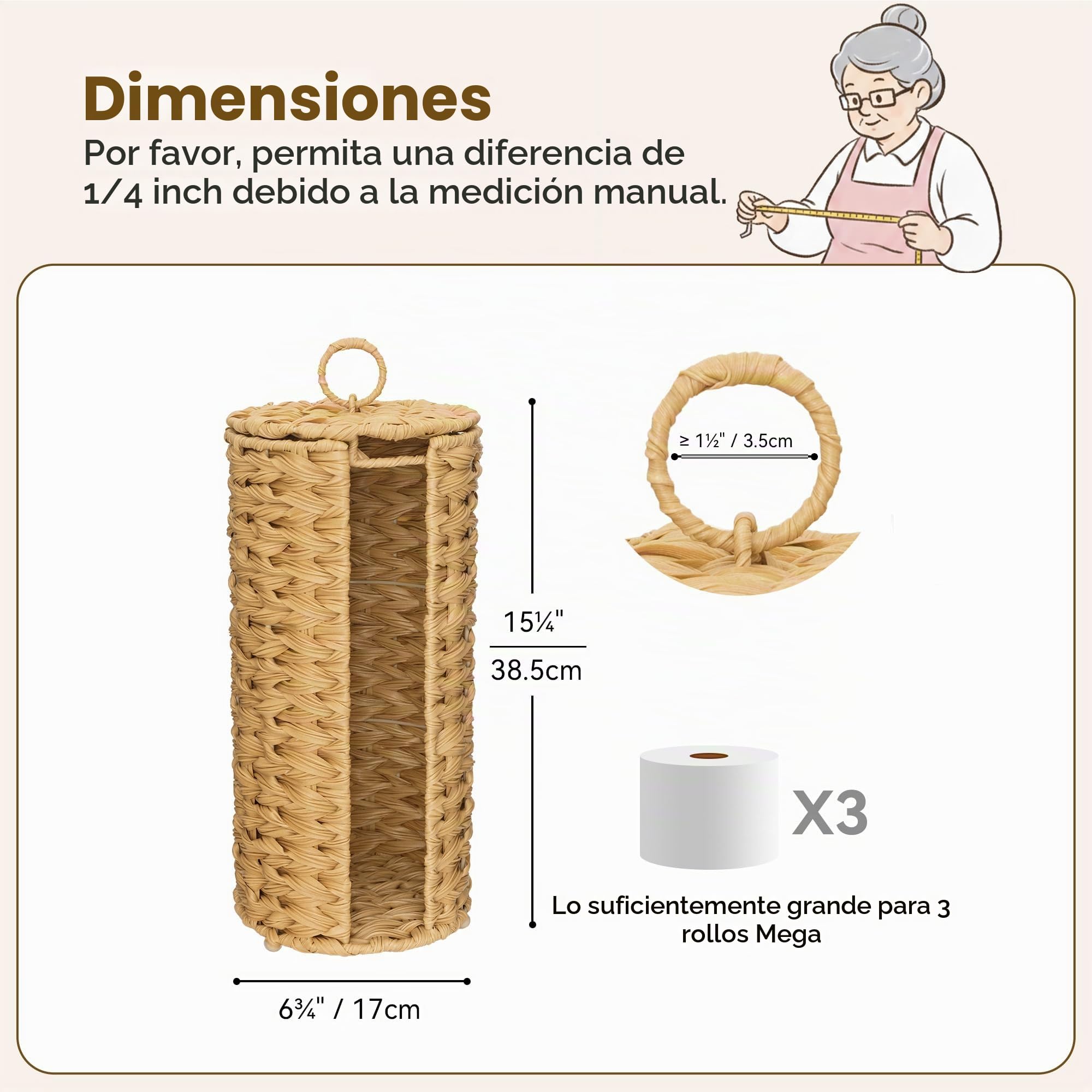 GRANNY SAYS Soporte de Almacenamiento de Papel higiénico, Soporte de Papel higiénico con Almacenamiento, Soporte de pañuelos de baño, Soporte de Rollo de Inodoro Independiente, Organizador de Papel