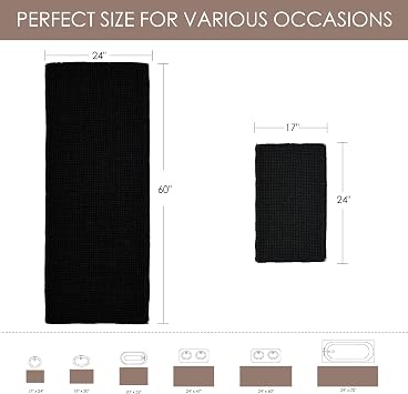 KGORGE Waffle Bath Mat Black Rug 17 X 24 Farmhouse for Bathroom