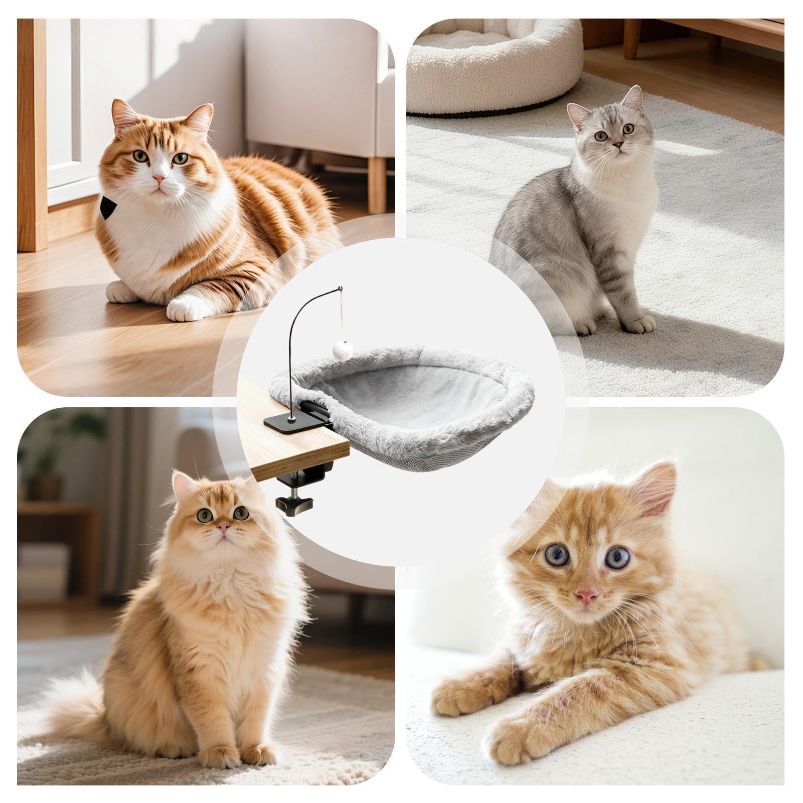 Cama para Gatos de Escritorio Hamaca antideslizante para gatitos que ahorra | Cama de Escritorio Montable para Salón Oficina Hogar Dormitorio Mesa Descanso Juego